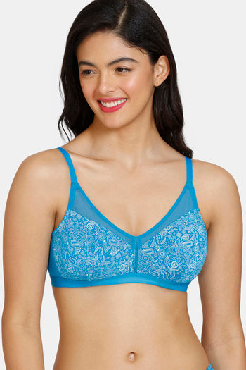 Buy Zivame Sun's Bird Double Layered Non Wired 3/4th Coverage T-Shirt Bra - Methyl Blue